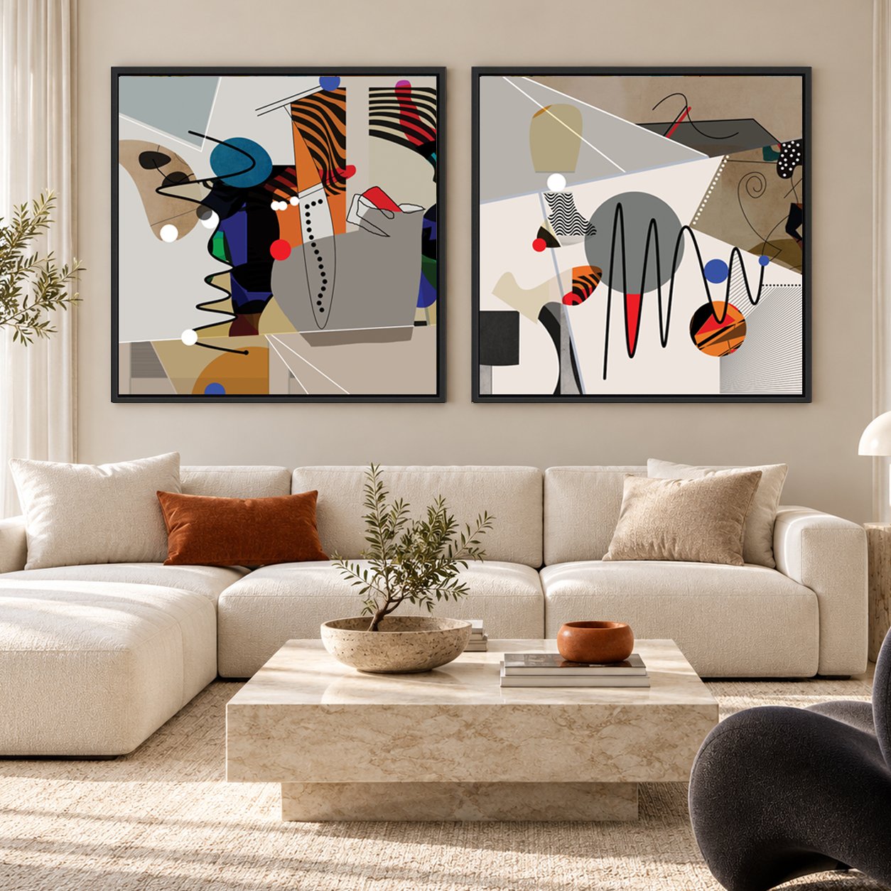 Twin Colorful Abstract